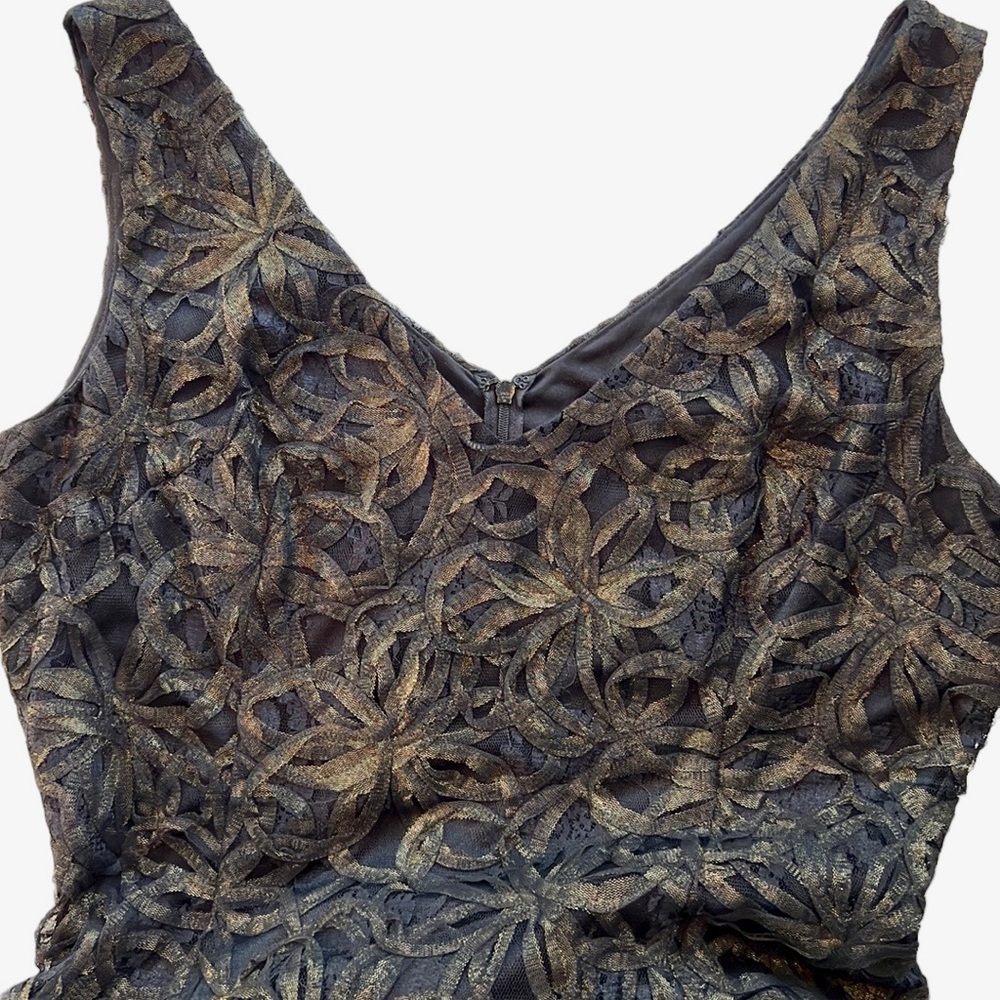 David Meister Vintage Gown w/Soutache Design over Black Lace & Netting SZ 14 - Picture 3 of 11